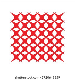 Padrão geométrico vermelho e branco vibrante com formas de estrela interligadas criando uma textura de fundo abstrata decorativa