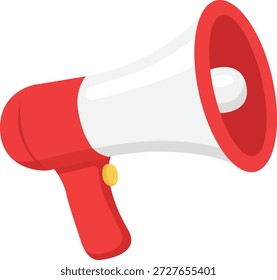 Megafone vermelho e branco vibrante para anúncios e promoções altos