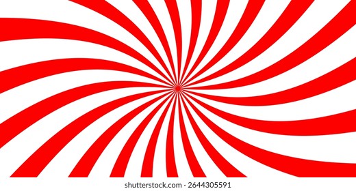 Padrão radial vibrante vermelho e branco de explosão solar com linhas convergentes criando um efeito visual geométrico e óptico arrojado.
