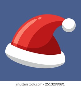 Um vibrante chapéu de Papai Noel vermelho e branco colocado sobre um impressionante fundo azul
