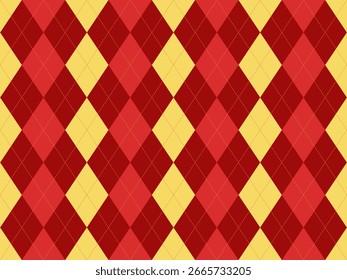 Padrão vermelho vibrante e argilo amarelo.  Perfeito para fundos, têxteis ou design de site. Este design de diamante clássico oferece um olhar elegante e sofisticado, transmitindo energia e tradição.