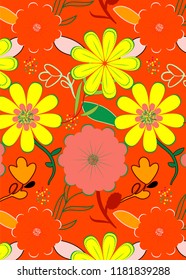 vibrant red and yellow beautiful repeating pattern for textile, fabric, backgrounds, wallpapers and festive creative designs. pattern swatch at eps. file