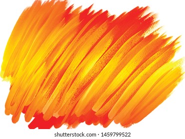 Vibrant red and yellow brush strokes on a white background for your designs and artwork - vector.