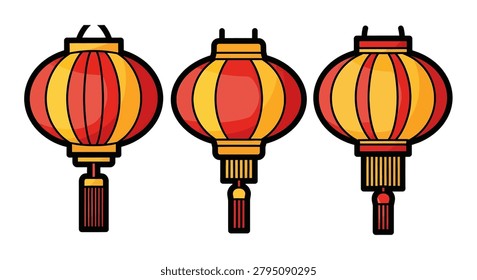 Vibrant red and yellow Chinese lanterns
