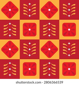 Vibrant red and yellow geometric shapes pattern