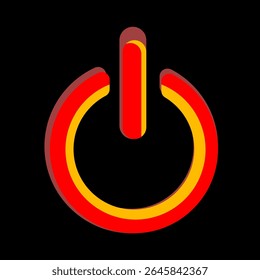 o símbolo de energia vermelho e amarelo vibrante em um fundo escuro comanda a atenção. Ideal para representar ativação, energia e interfaces digitais em um estilo arrojado e moderno. destaque as ações principais