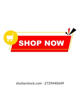 Un vibrante Botón de compras rojo y amarillo con un ícono de Carrito, perfecto para promociones de comercio electrónico.