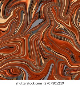 Vibrant red-orange fluid abstract with marble, texture, pattern, dynamic, liquid movement creating an energetic swirling composition.