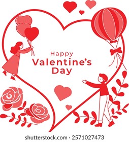 A vibrant, red-toned illustration of a heart-shaped frame, perfect for Valentine's Day.