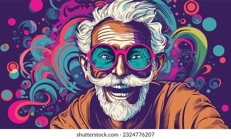 Vibrant Reflections: Pop Art Design Celebrating the Spirited 50+ Senior