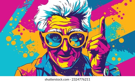 Vibrant Reflections: Pop Art Design Celebrating the Spirited 50+ Senior