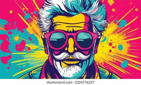 Vibrant Reflections: Pop Art Design Celebrating the Spirited 50+ Senior