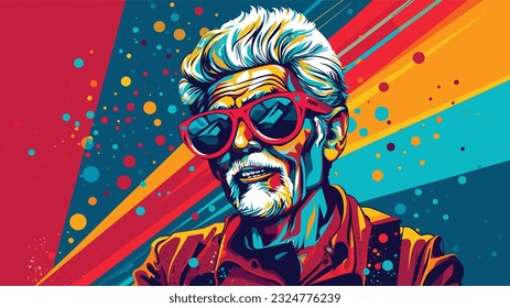 Vibrant Reflections: Pop Art Design Celebrating the Spirited 50+ Senior