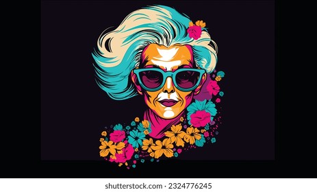 Vibrant Reflections: Pop Art Design Celebrating the Spirited 50+ Senior