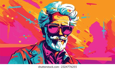 Vibrant Reflections: Pop Art Design Celebrating the Spirited 50+ Senior