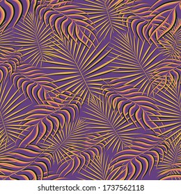 Vibrant Repeated Palm Graphic Leaf. Green Seamless Vintage Vector Print. Bright Repeated Tree Vector Fabric. Tropical, Vector, Spring Seamless Pattern. Pattern,