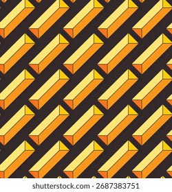 Fondo abstracto repetitivo vibrante con un toque retro, con Formas geométricas coloridas en una superficie oscura