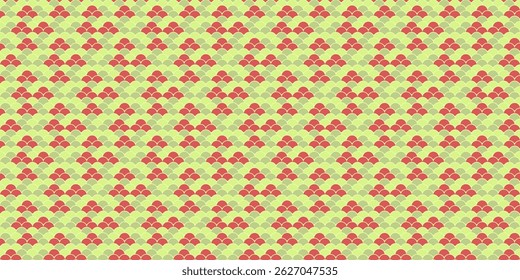 Padrão geométrico repetitivo vibrante em coral e verde-claro.  Perfeito para design têxtil, fundos de site, ou embalagem.