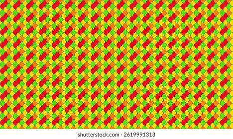 Vibrant, repeating geometric pattern featuring interlocking red, yellow, and green shapes.  Ideal for backgrounds, textiles, website design, and playful branding.