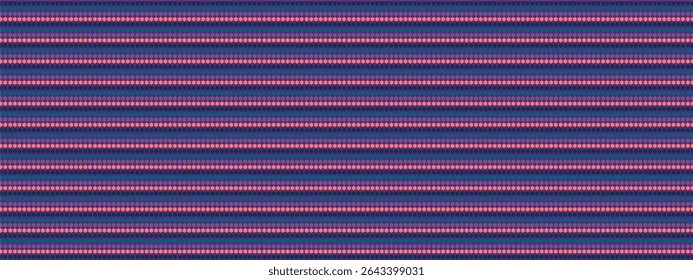 A vibrant, repeating horizontal stripe pattern of purple and pink ornamental motifs, creating a bold geometric texture with a retro modern feel.