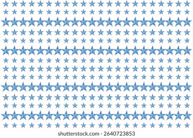 A vibrant repeating pattern of light blue stars on a white background.