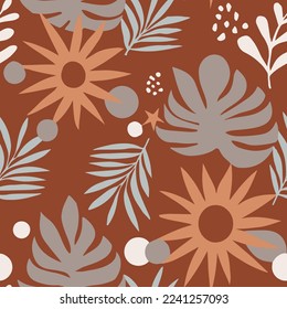 Vibrant Repetitive Elegant Hawaiin Garden Ornament Print. White Repeated Nature Tropic Hawaiian Template Art. Gradient Seamless Floral Flora Element Background.