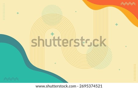 Vibrant retro abstract background with flowing lines and geometric patterns