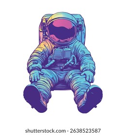Vibrant Retro Astronaut 80s Synthwave Spaceman Art