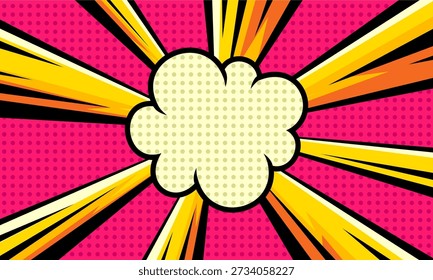 Vibrant Retro Comic Pop Art Explosion Burst with Speech Bubble Space background