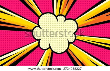 Vibrant Retro Comic Pop Art Explosion Burst with Speech Bubble Space background