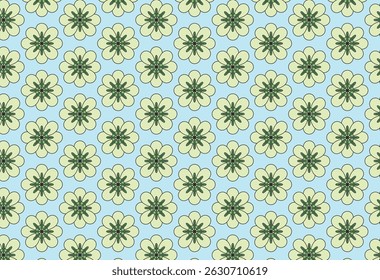 Vibrant retro daisy print on serene blue, perfect for captivating vintage-inspired designs