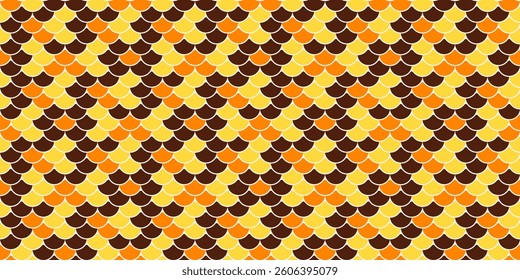 Vibrant retro geometric pattern in warm autumnal hues.  Perfect for backgrounds, textiles, or website design. This seamless, repeating design offers a nostalgic feel with modern appeal.