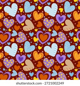 Vibrante retro inspirado padrão sem costura que captura perfeitamente um Dia dos Namorados brincalhão