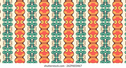 Vibrant Retro Seamless Pattern with Warm Earthy Tones