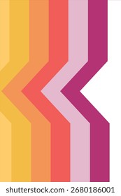 Las vibrantes rayas retro Create tienen un diseño Abstractas audaz. Esta Imagen presenta un diseño dinámico de rayas superpuestas en un gradiente de colores cálidos y vibrantes, desde amarillos y naranjas hasta rosas y morados.