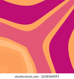 A vibrant retro style abstract background with flowing organic curves in a warm pink and orange palette.
