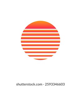 Vibrant retro sun design featuring bold geometric lines reminiscent of the 1980s. perfect for retro-themed artwork and designs.