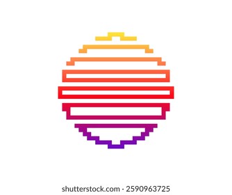 A vibrant retro sun design in a geometric shape, reminiscent of the bold and bright styles of the 1980s and 1990s. perfect for a nostalgic and colorful vibe.