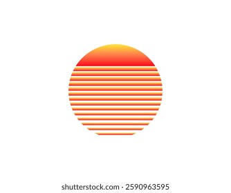 Vibrant retro sun with a geometric circle design, showcasing the bright style of the eighties and nineties.