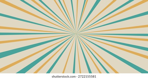 A vibrant retro sunburst background featuring alternating teal and orange rays emanating from a central point, creating a dynamic and energetic visual effect.