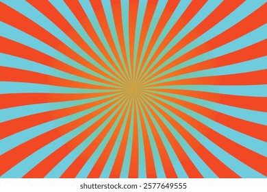 Vibrant Retro Sunburst Background in Orange and Teal