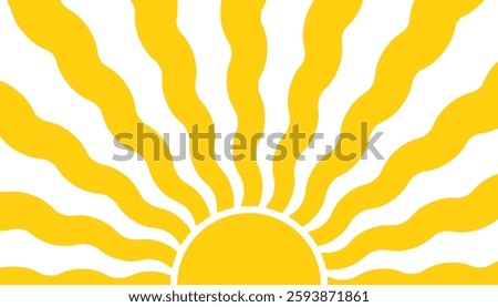 Vibrant retro sunshine background with groovy, hand drawn shapes. Playful hippie inspired abstract design in a trendy, naive art style. Perfect for summer posters, banners, and templates.