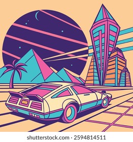 Vibrant Retro Wave Designs Vector Illustration.