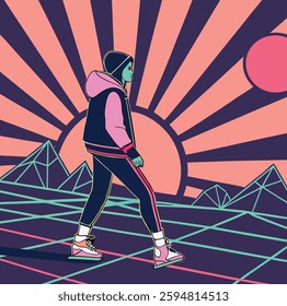 Vibrant Retro Wave Designs Vector Illustration.
