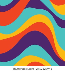 Lebendige Retro-Wellenlinien Muster abstrakten Hintergrund in hellen Farben