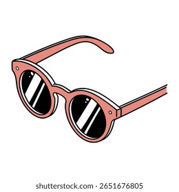 Una ilustración vibrante de estilo retro con un par de gafas de sol clásicas con un diseño atrevido y colorido. Perfecto para moda vintage, vibraciones de verano o proyectos de Diseño gráfico.