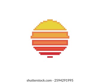 A vibrant retro-style sun, pixelated and colorful, echoing the iconic eighties and nineties aesthetic. perfect for vintage-themed designs and projects.