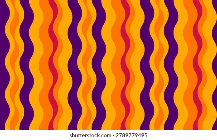 Vibrant, retrostyle wavy stripes in sunset hues.  Perfect for backgrounds, textiles, or any design needing a bold, nostalgic feel.  This dynamic pattern evokes energy and warmth.