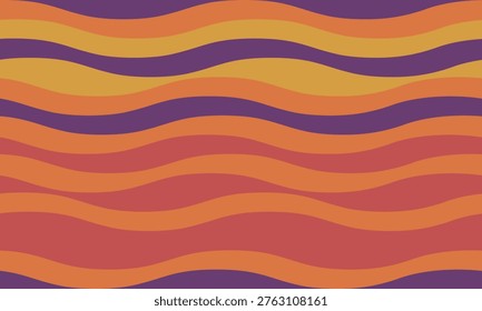 Vibrant, retrostyle wavy stripes in warm autumnal hues.  Perfect for backgrounds, website design, textile prints, or any project needing a touch of nostalgic, organic energy.
