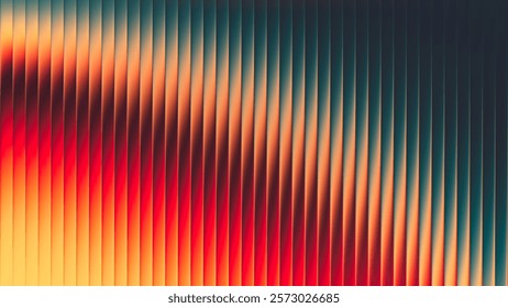 Vibrant ribbed background with futuristic vintage aesthetic and nostalgic retro chrome. Chromatic dramatic gradient in retro-futuristic style with warm and cool tones for trendy visual art projects